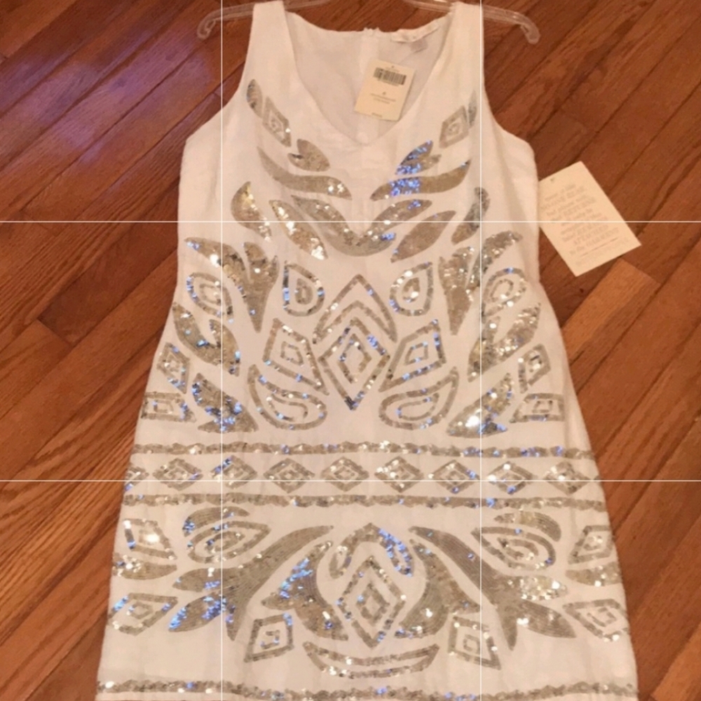 Boston Proper Sz M Linen embellished dress